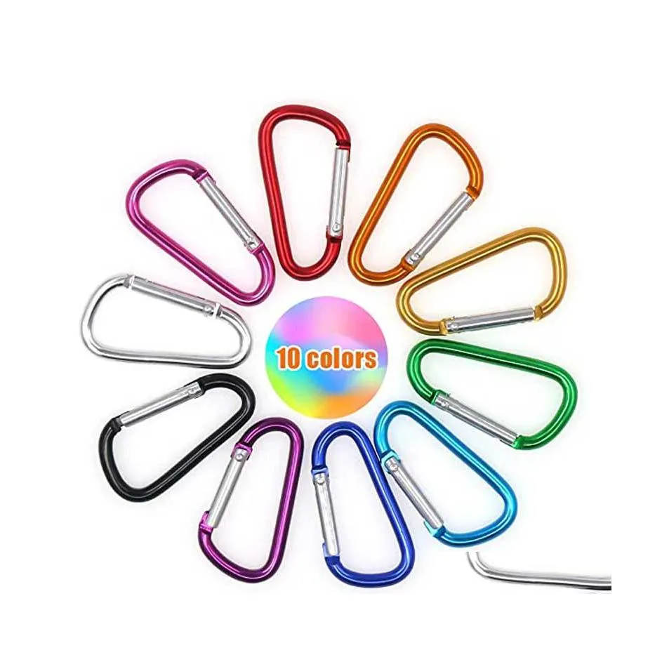 Nyckelringar DSHAPED CARABINER ALUMINIUM CLIP HOK FￖR CAM HUDING Colorf Outdoor Carabiners Hooks Keychains Holder DHS Drop Delivery Jewe Dhicz