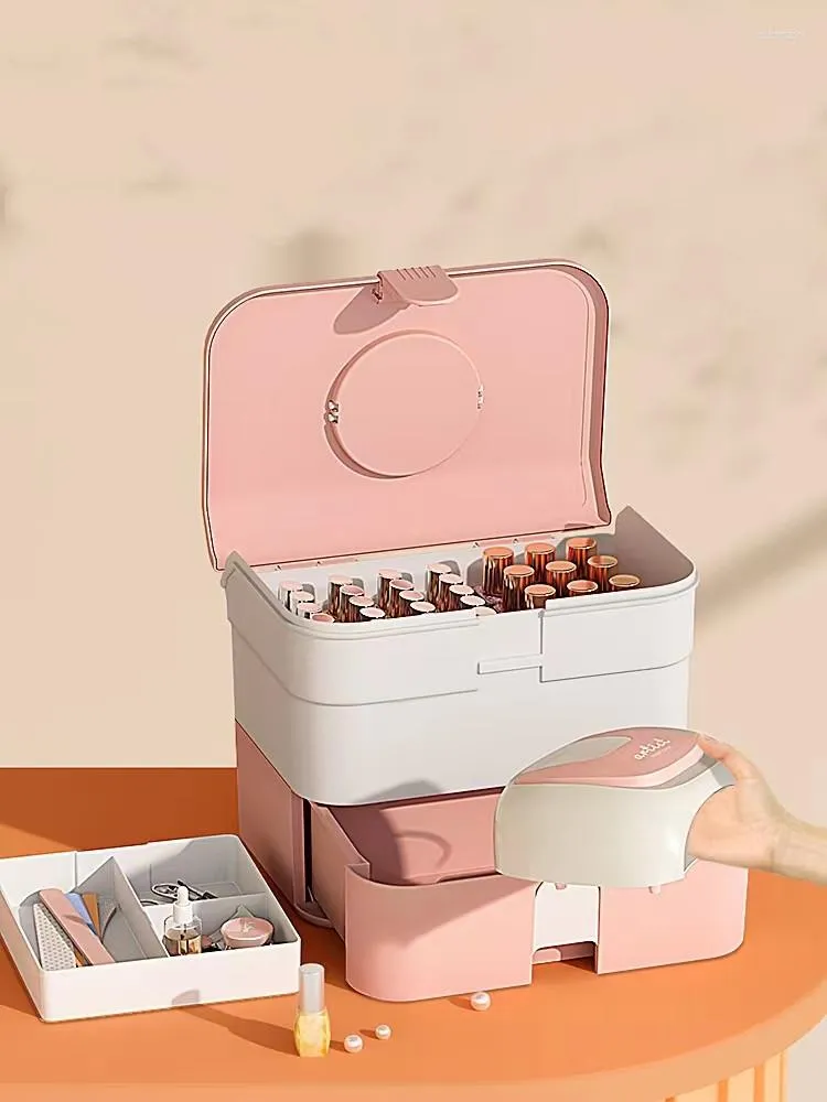 Storage Boxes Large Capacity Plastic Nail Art Organizer Container Dryer Box Manicure Tools Case Polish Makeup Holder