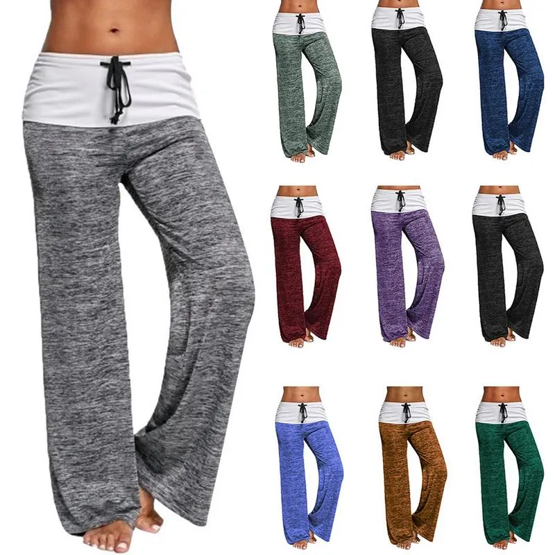 Pantalons pour femmes Capris Leggings amples femmes jambe large à lacets Fitness pantalons de grande taille taille haute femme Patchwork botte coupe pantalon femmes