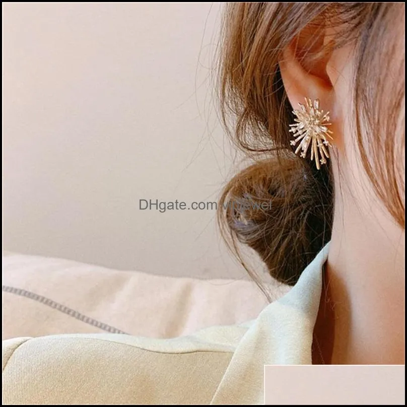 south korea dongdamen s925 sier needle fireworks beautiful rhinestone temperament crystal girl earrings 822 q2