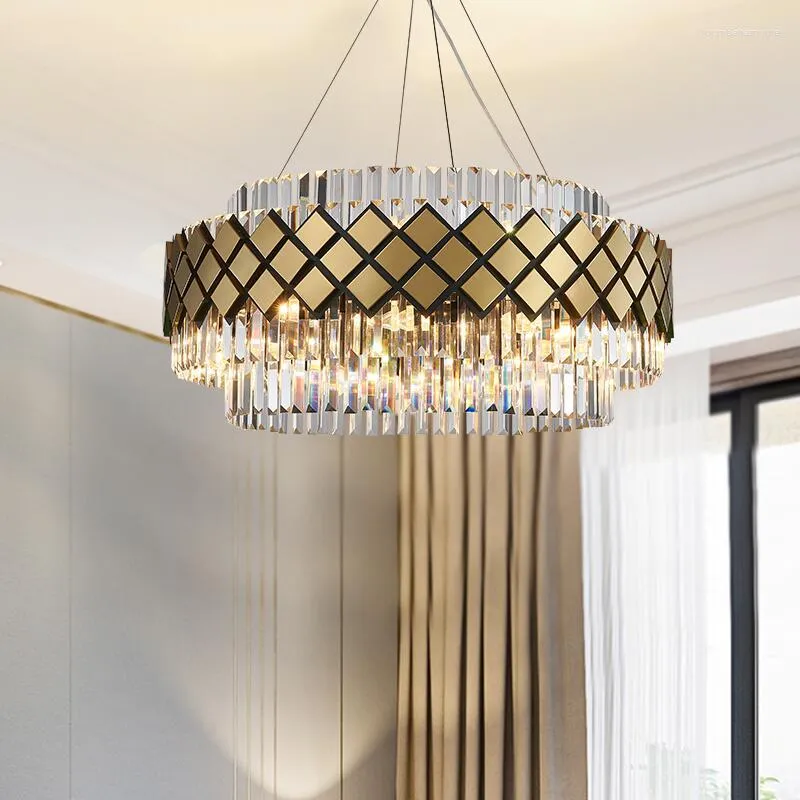 Chandeliers Designer Style Crystal Chandelier Round Living Room Dining Bedroom Lamp Creative Luxury Home Lighting Stainless Steel