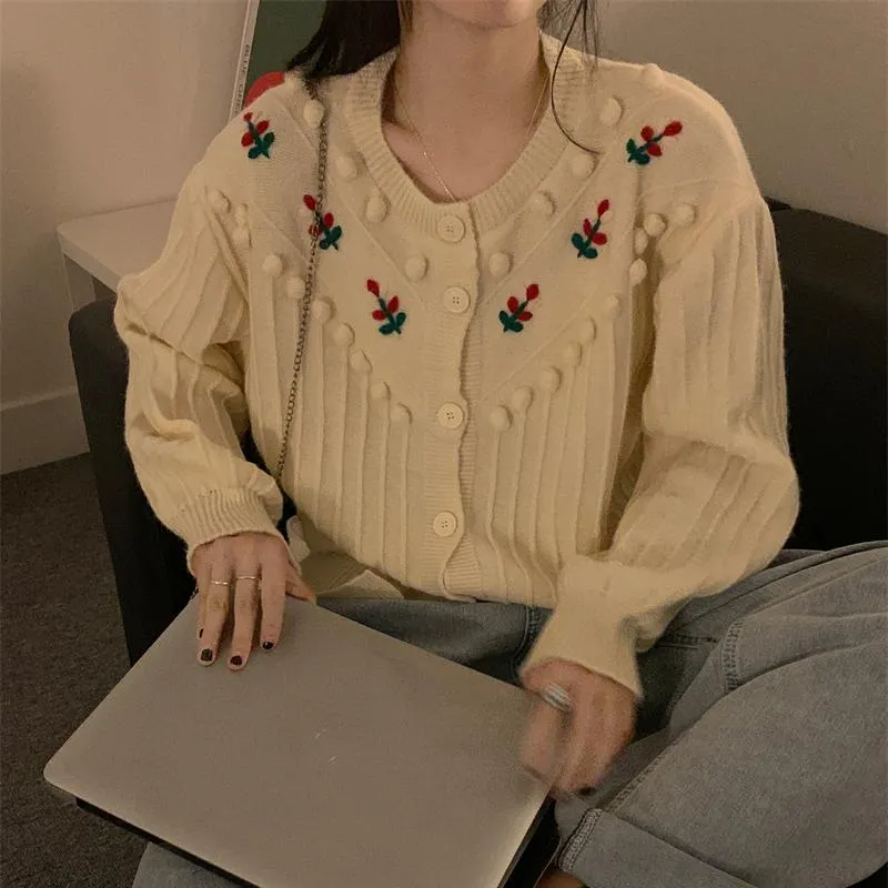 Kobiety Dzienne Koszulki luz leniwy japoński styl uroczy futrzak bajka sweter sweter kobiety krótki dzianinowy jednokierunkowy 3D okrągły szyję panie