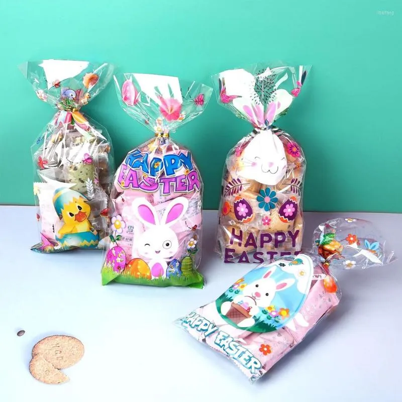 Emballage cadeau 50 pièces sacs de Pâques bonbons biscuit enfants emballage d'oeufs pochette en plastique décoration