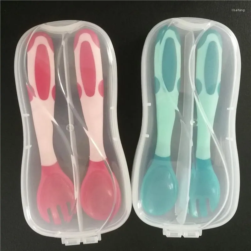 Set di stoviglie Stoviglie in plastica PP Cucchiaio flessibile Forchetta per bambini Bambino che mangia Addestramento Infantile Forniture per uso domestico portatili per esterni