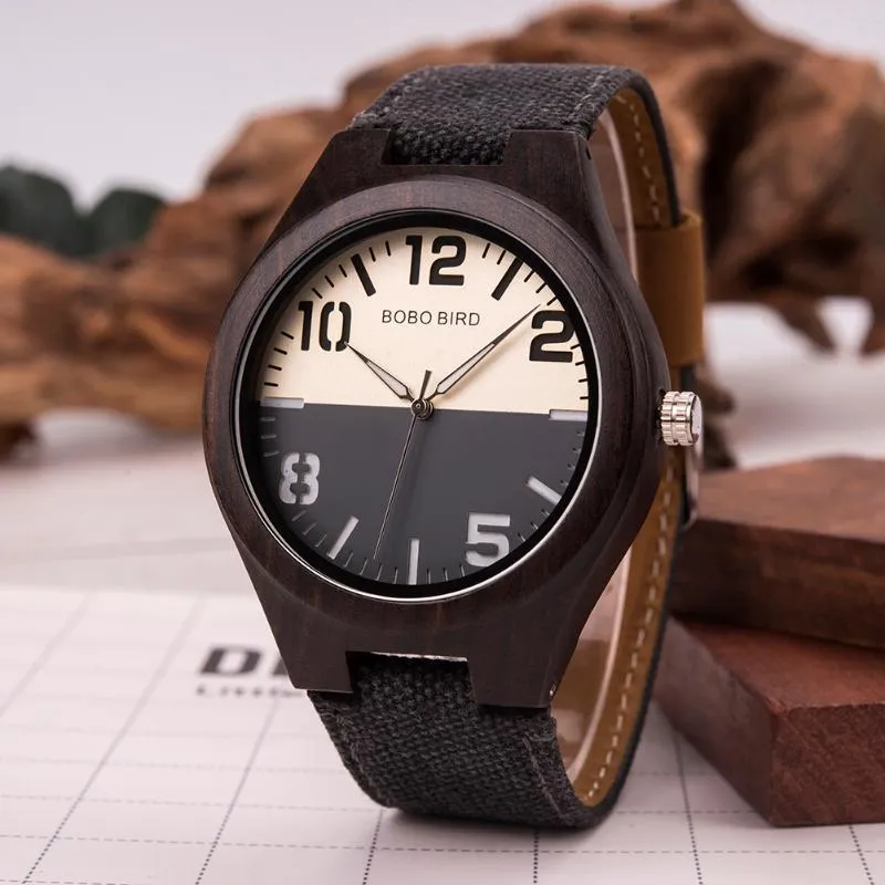 손목 시계 독특한 나무 커플 시계 디자인 남성 시계 보보 버드 패션 여성 손목 시계 일본 운동 reloj hombre