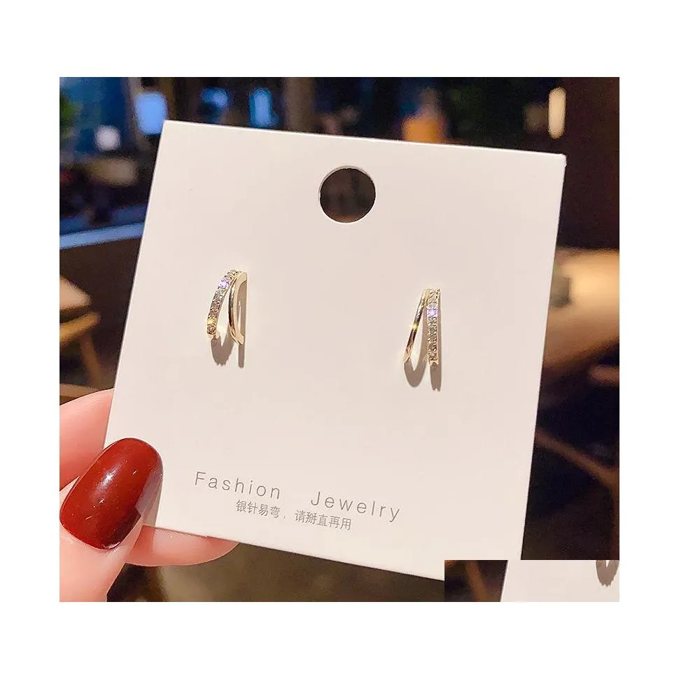 Stud Fashion Jewelry S925 Sier Post Earrings Cute Rhinstone Geometric C Drop Delivery Dhbas