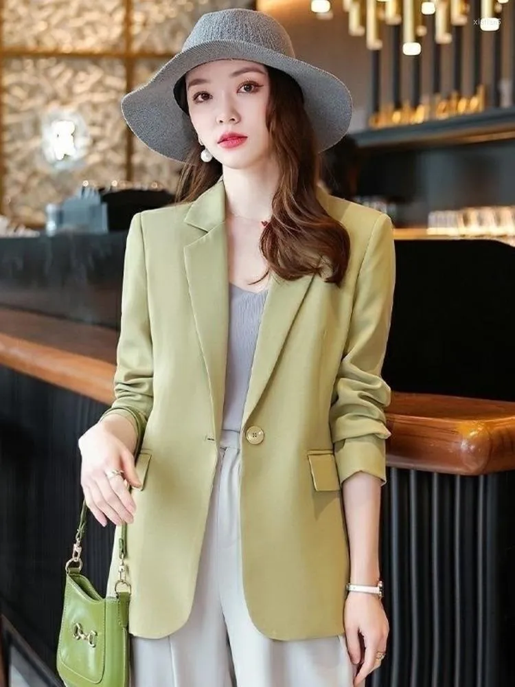 Women's Suits Women Fashion Chic Office Lady Blazer Vintage Solid Color Elegant Long Sleeve Outerwear Classic Loose Casual Tops 2023