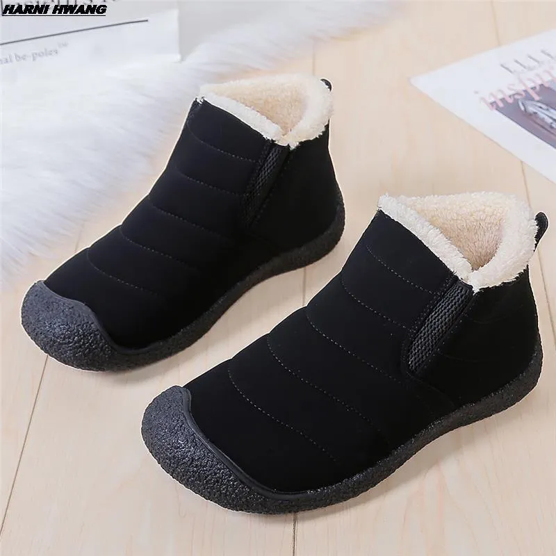 Boots 2023 Winter Women Snow Shoes Flat Casual Bread Ankle For Plus Size Couple 35-46