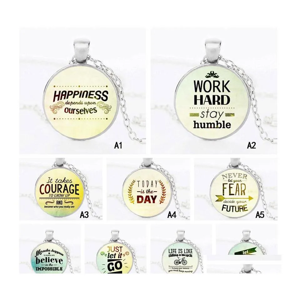 Pendant Necklaces Inspirational Word Round Glass Letter Moonstone Charm Chain For Women Men S Fashion Luxury Jewelry Gift Drop Deliv Otcsy