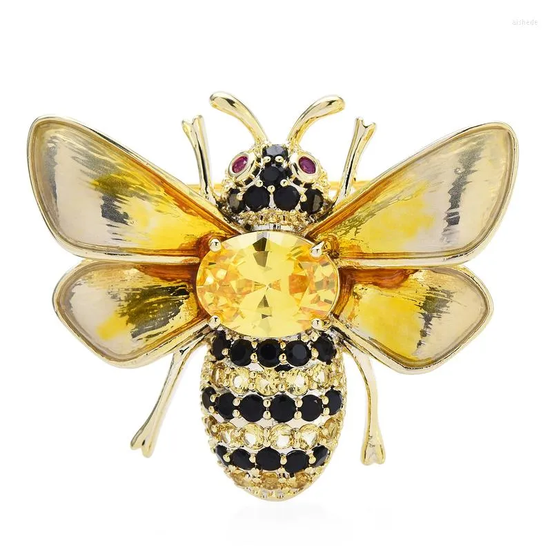 Broches Wulibaby Luxury Bee para mujeres Hombres Cúconia Insectos Oficina de la oficina Broche Pins Regalos