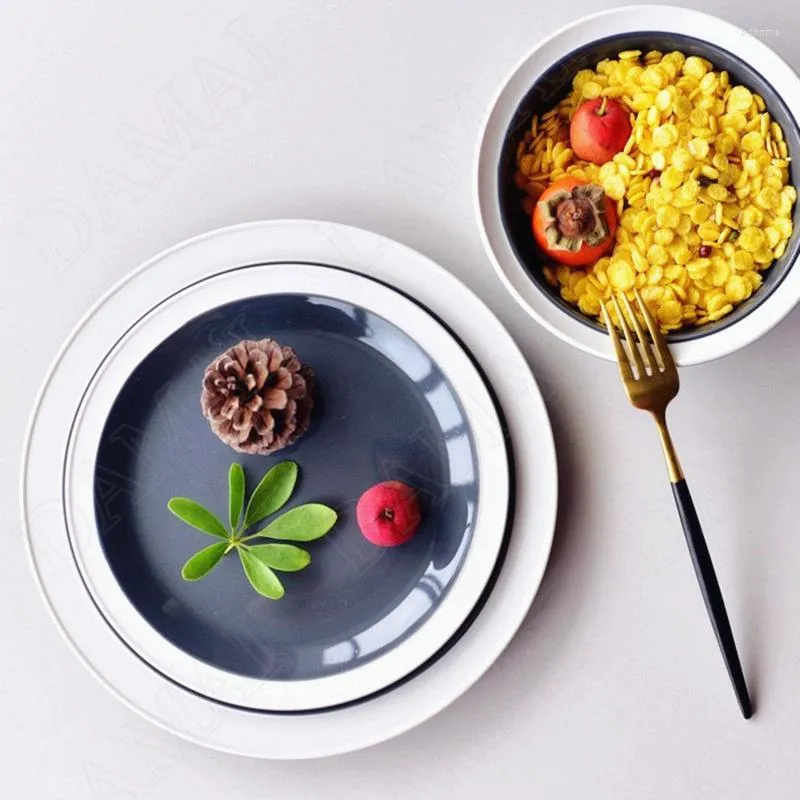 Пластины европейская керамика окрашенная в декоративные блюда из западных стейков ресторан подают лотки фруктовые салат тарелка кухонная посуда