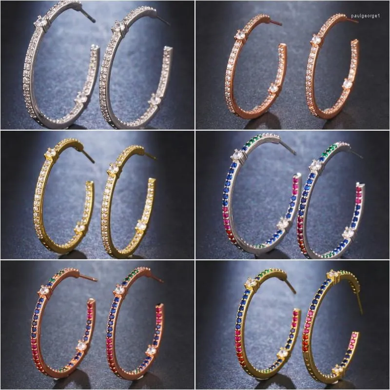 Hoepel oorbellen trendy groot voor vrouwen kubieke zirkoon piercing cirkel rond oorring bot buckle accessoires sieraden geschenken 2023