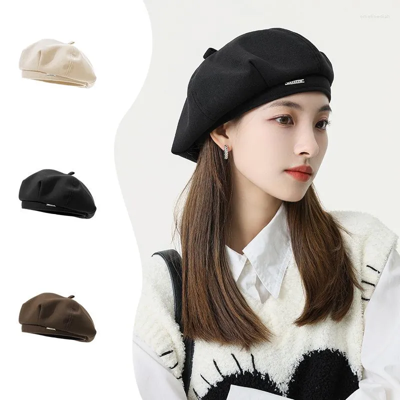 Bérets coréen femmes Sboy casquette Peaky Blinders chapeau avec lames femmes décontracté laine Art peintre casquettes octogonales