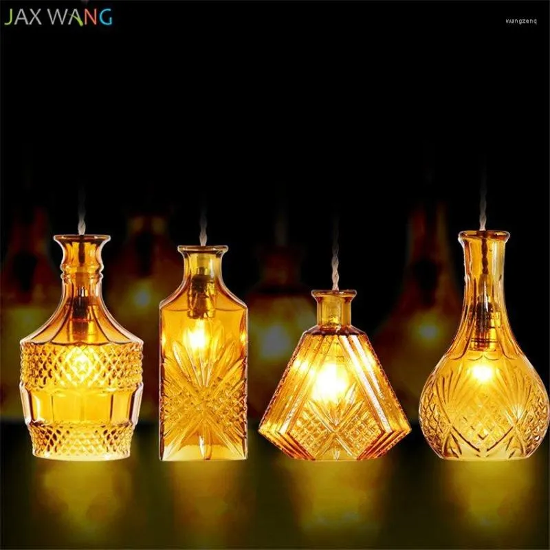 Lâmpadas pendentes de luzes industriais nórdicas de vidro Bottle Hang Lamp para sala de estar Restaurante Restaurante Luz de cozinha de cozinha