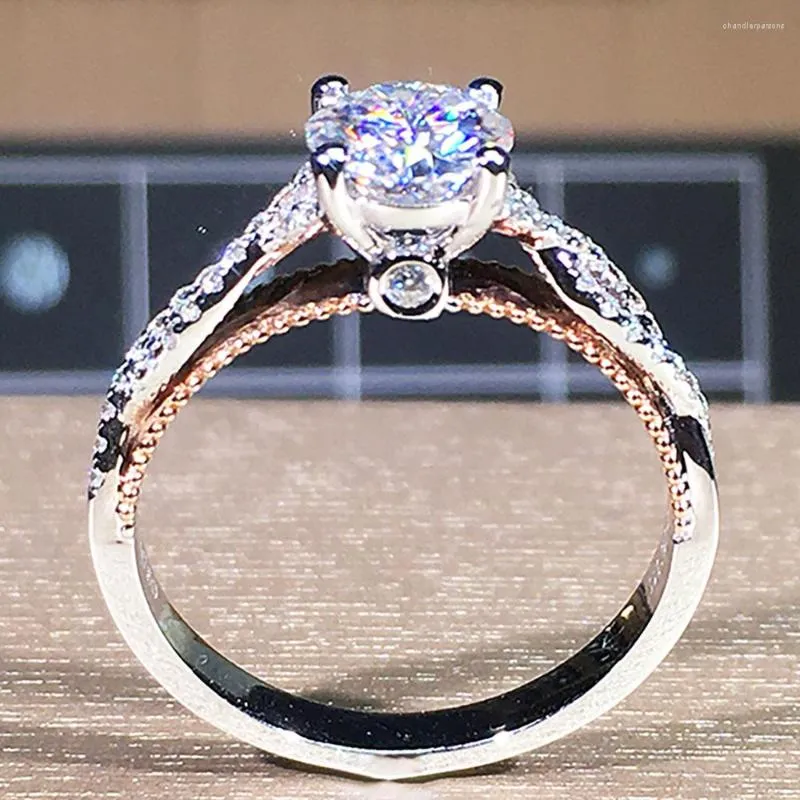 Klusterringar 14k vit rosguld kvinnor bröllop parti förlovningsring 1 2 3 4 5 ct rund moissanite diamant vintage intrikat kors