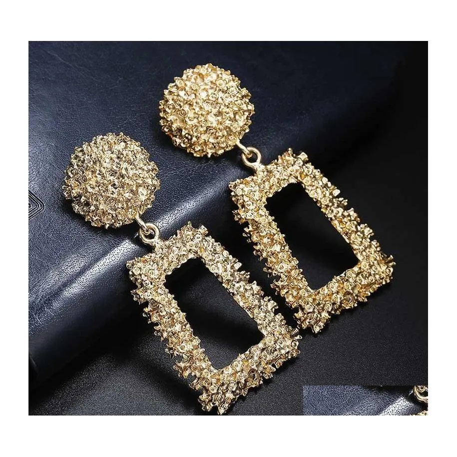 Bengelen kroonluchter vintage oorbellen groot voor vrouwen verklaring geometrische gouden kleur metaal hanger trend mode sieraden 517 Q2 dro dhycr