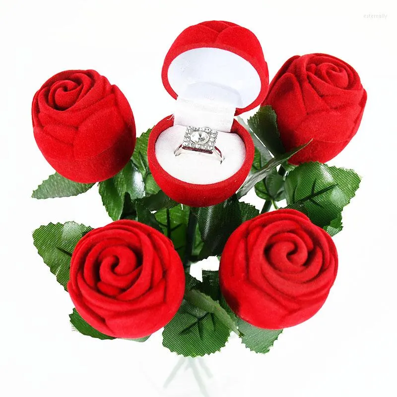 Prezent Creative Rose Flower Ring Box Romantyczny Walentynki dla dziewczyny chłopak ślub