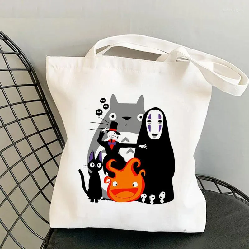 Alışveriş Çantaları Totoro Çanta Geri Dönüşüm Tote Yeniden Kullanılabilir Tuval Alışveriş Bezi Katlanabilir Sak Kabas Bolsa Compra Sacolas