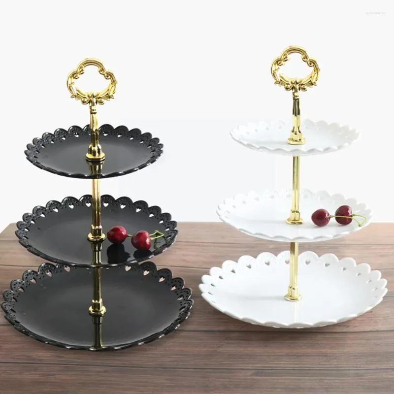 Assiettes à fruits à trois niveaux, support à 3 niveaux de 31cm, pour présentation de fête, support de couleurs de desserts, rangement de cadeaux, Buffet, chauffe-plat