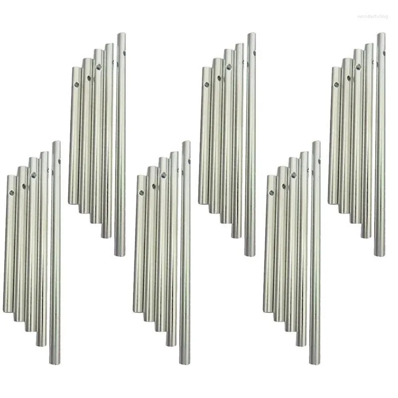 Figurine decorative 25/30 pezzi Tubi per campanelli eolici di lunghezza diversa Set Kit per la creazione di vuoti tono argento per la decorazione domestica fai da te