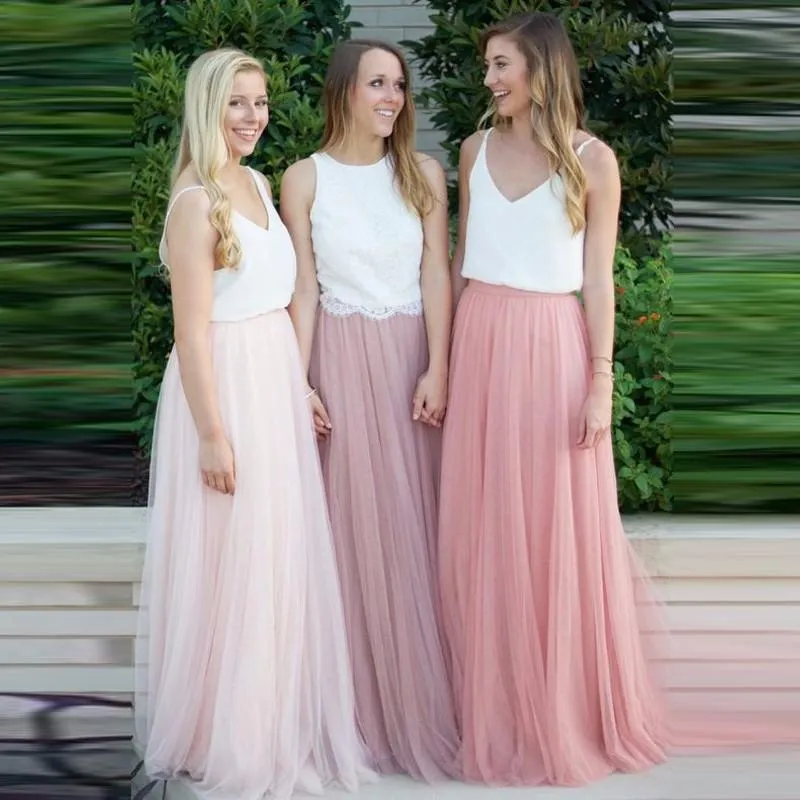 Skirts Graceful Long Tulle Skirt Quality 5 Layers Blush Pink Bridesmaid Vintage Floor Length Wedding Party Any ColorsSkirts