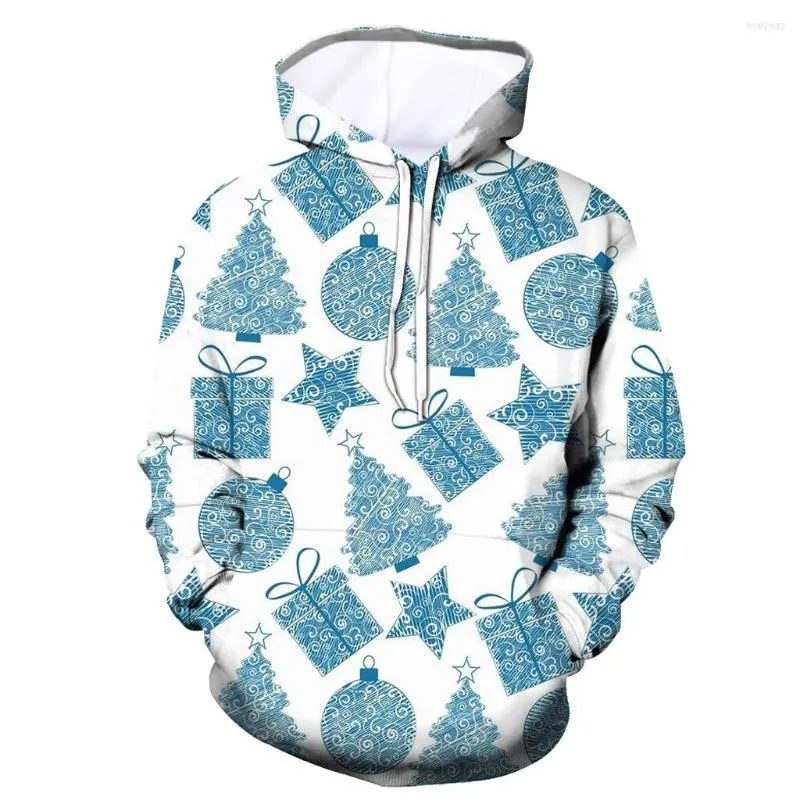 Erkek Hoodies Mavi Hediye Kutusu 3D Baskı Erkek Parti Uzun Kollu Hoodie Bluz Top 2023 Kış Sıcak Nedensel Sweatshirts Hommes Veste