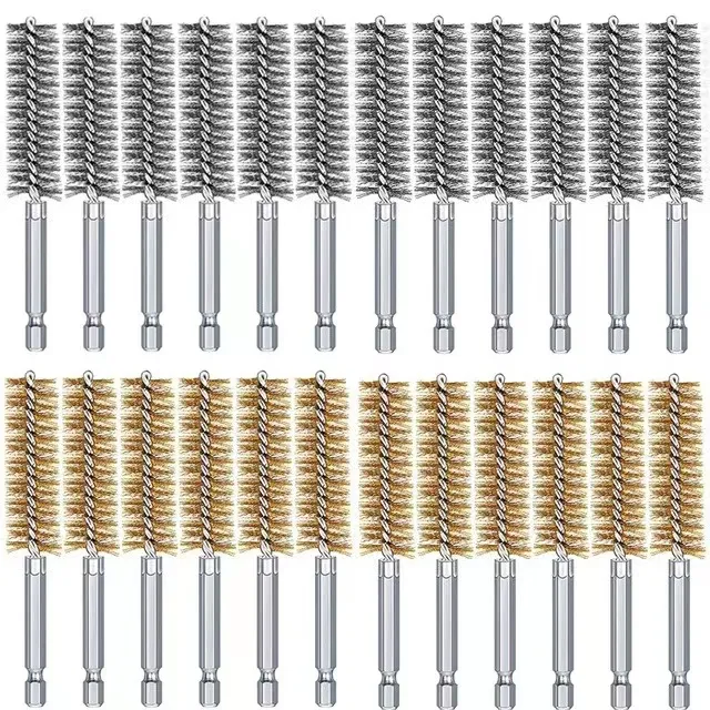 Stalen boorborstel draaibare draad roestvrijstalen reinigingsborstel met handgreep 1/4 inch hex schacht voor stroomboor impact driver