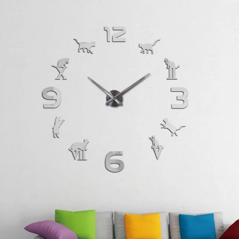 Wanduhren Quarz 3d Diy Home Dekorationen Acryl Spiegel Uhr Horloge Moderne Uhr Aufkleber Echt