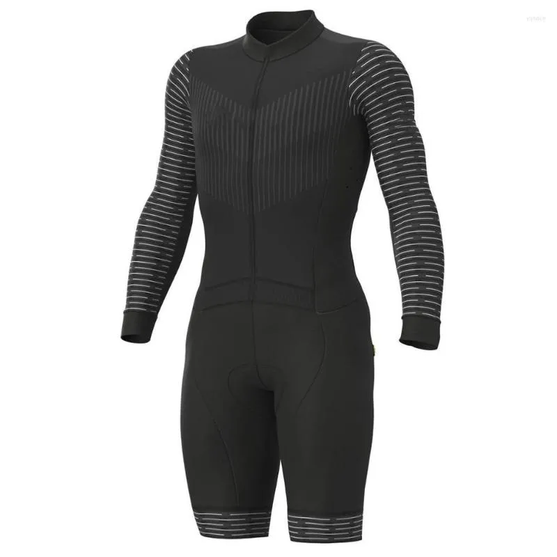 Racing Sets Black Pro Team Triathlon Suit Men's Cycling Jersey Skinsuit Jumpsuit Maillot Ropa Ciclismo Hombre Long Sleeve Set Gel