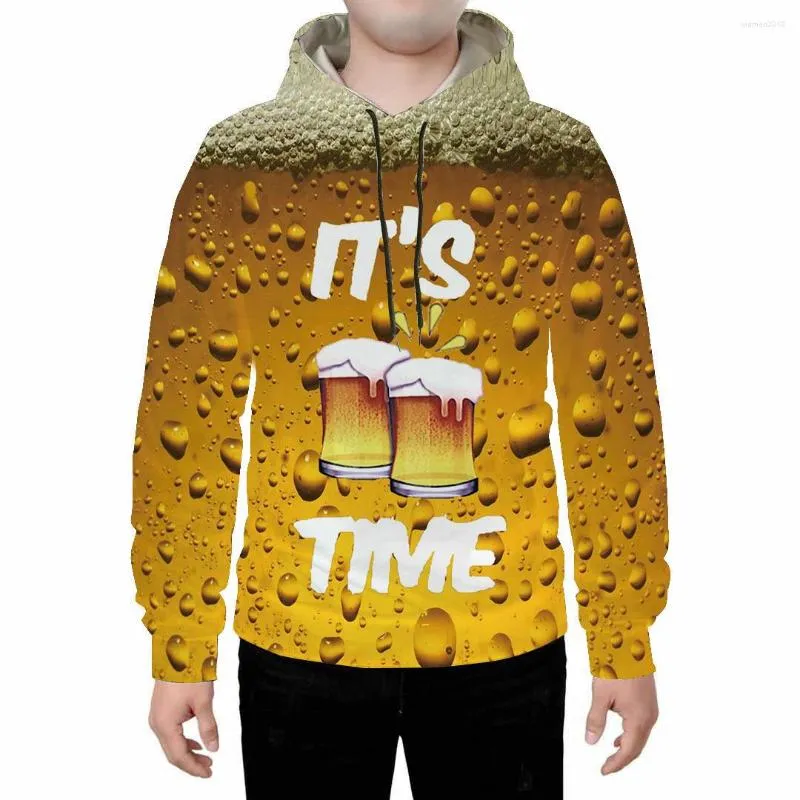 Sweats à capuche pour hommes Amazon Fashion 2023 Vêtements européens et américains Beer Liquid Copy 3 D Imprimé Baggy Pullover