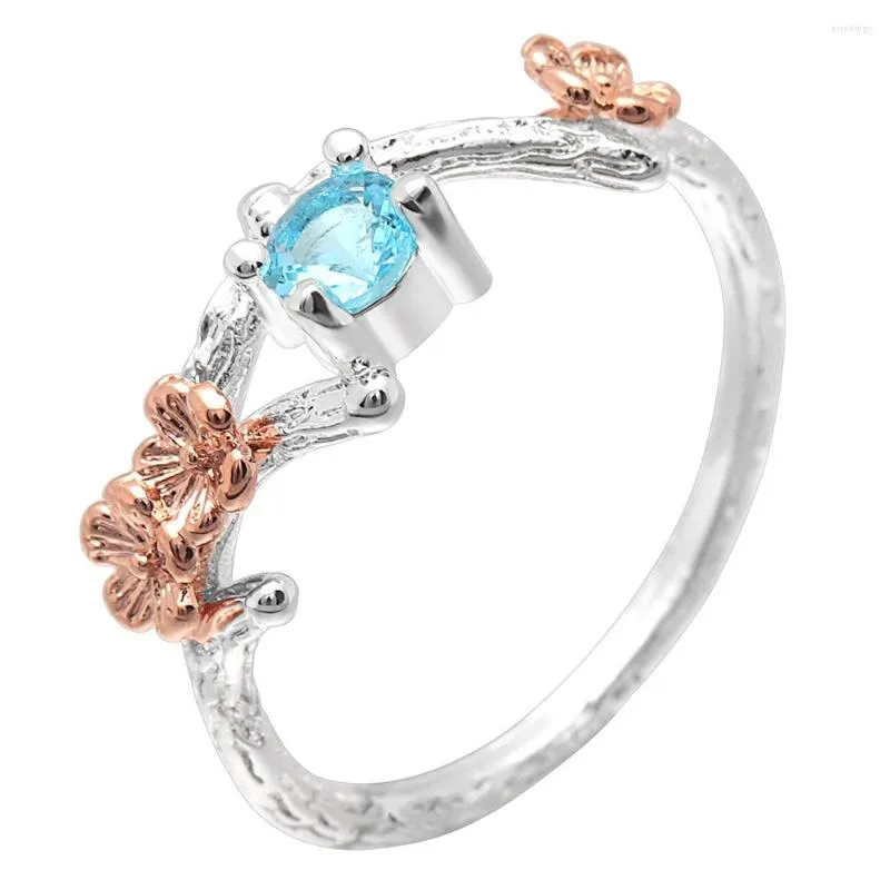 Trouwringen Kristal Zilver Kleur Bloem Blad Ontwerp Verloving Kubieke Zirkoon Ring Mode Voor Vrouwen Dames Sieraden Geschenken