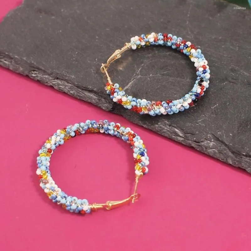 Hoop oorbellen Multicolor hars kralen voor vrouwen Handgemaakte verklaring Big Round Bohemia Sieraden Uken