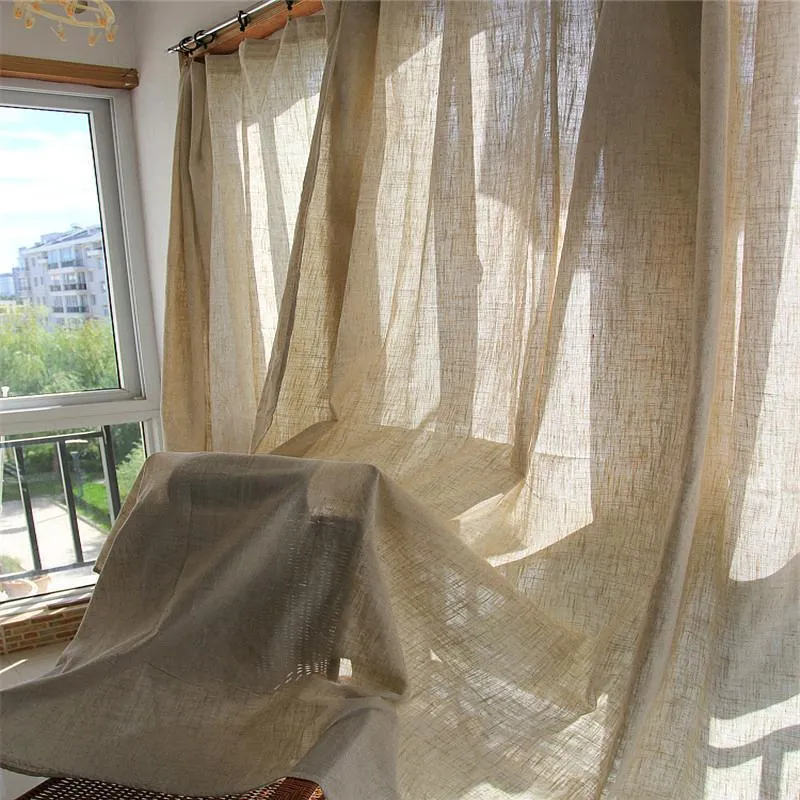 Cortina cortina linho 300x270 janela sala rústica sala de estar pura o restaurante decorativo tamanho personalizado
