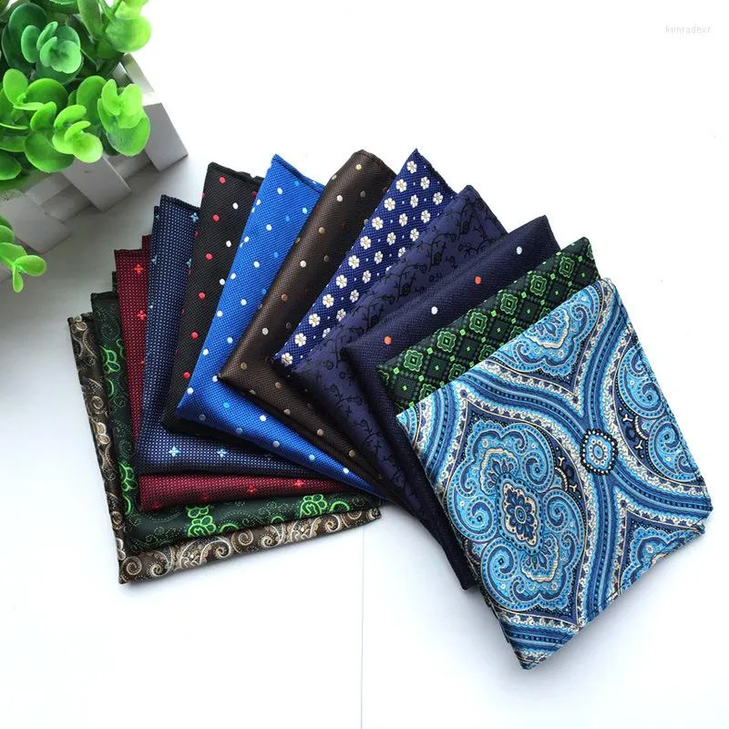 Neck Ties Paisley Cashew Nuts Floral Striped Plaid Men Silk Satin Pocket Square Hanky Jacquard Woven Classic Wedding Party Handkerchief