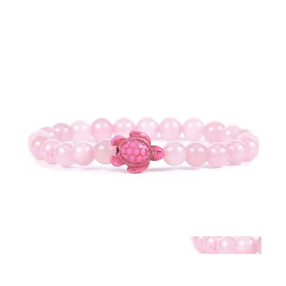 Pulseira de miça de pedra de tartaruga rosa de rosa de rosa para mulheres de entrega de jóias de jóias de entrega de joalheria dhvxz