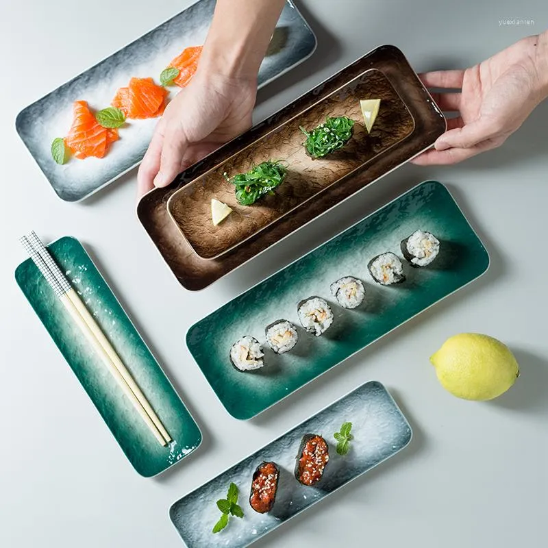 Borden sushi plaat Japanse sashimi plat commercieel keramisch ontbijtdessert creatief snack vierkant set serveerschotel