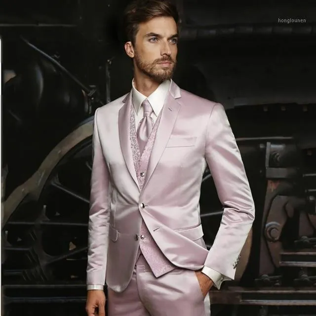 Men's Suits Latest Coat Pant Designs Pink Wedding For Men Formal Prom Groom Tuxedos Terno Masculino Slim Fit Costume Homme Mariage & Blazers