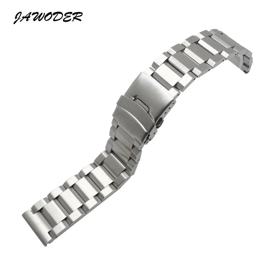 Jawoder Watch Band 18 20 22 24mm Men Pure Solid Solid Stainless Steels Steel Brushed Watch Strap Deplypition Buckle Bracelets3002