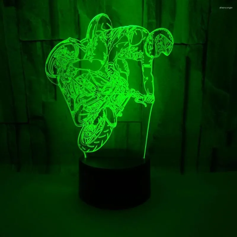 Lampy stołowe motocykl 3D Mała lampa Multi kolor dotknij zdalne sterowanie USB nocne oświetlenie 7 Zmień moderne biurko