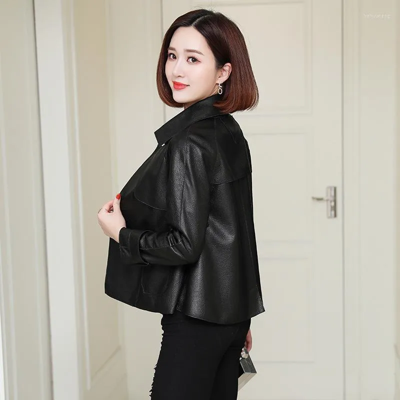 Women's Leather Real Jacket Short Women Sheepskin Coat Spring Autumn Casual Chaqueta Cuero Mujer