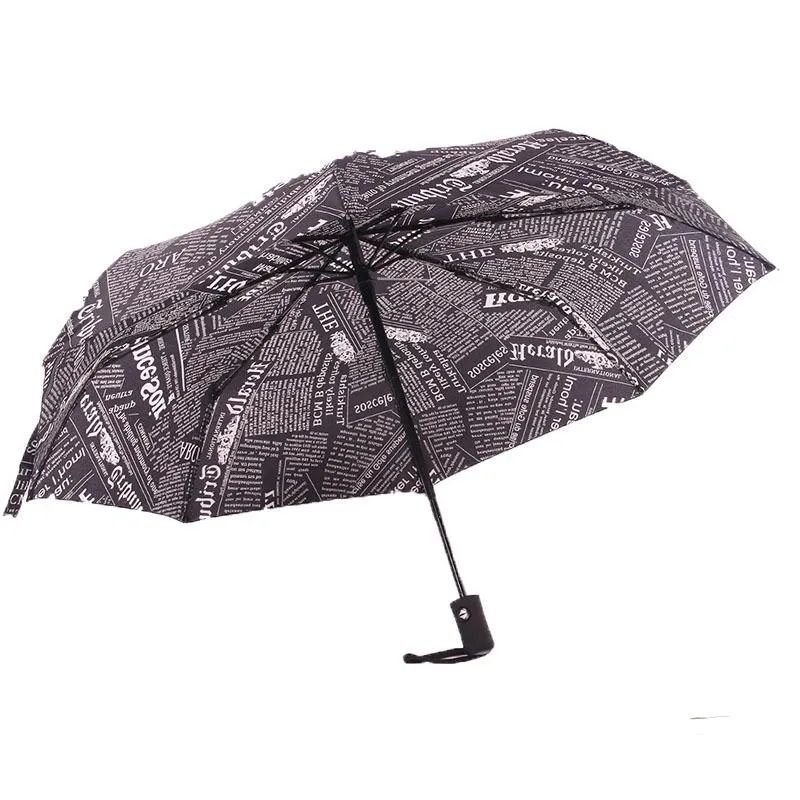 Şemsiye Yaratıcı Siyah Beyaz Spaper Otomatik Yağmur Katlama Çift Kullanımlı Rüzgar Geçirmez Güneş Şemsiye Çeşitli Stiller Satış
