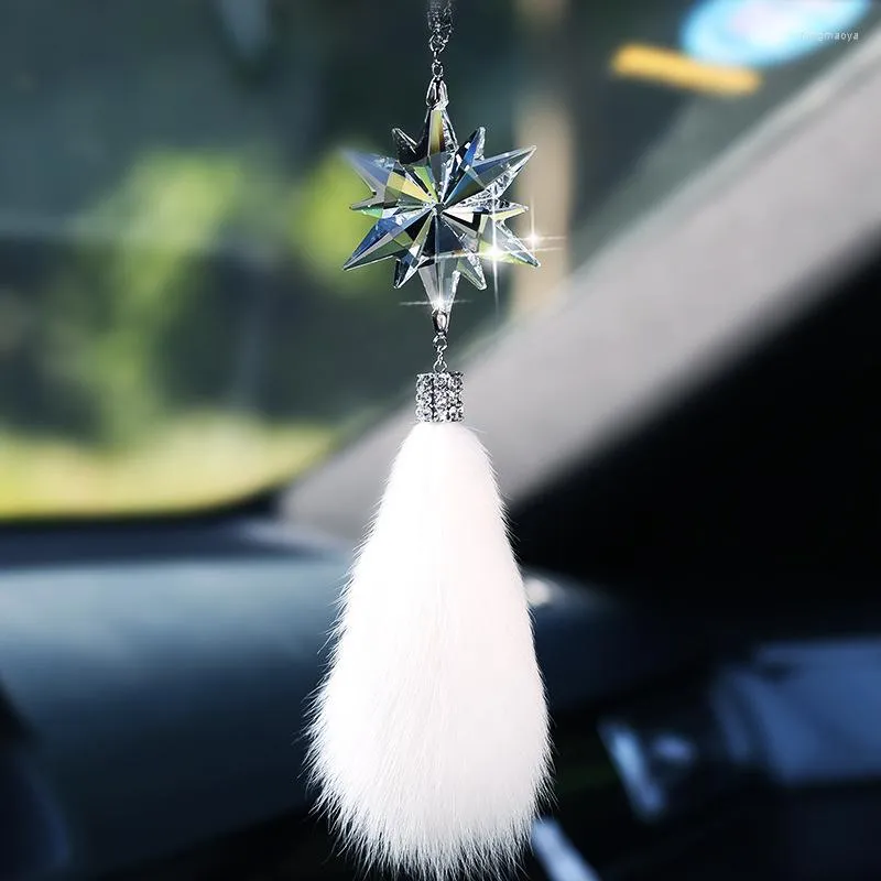 Interiördekorationer Bil Pendant Crystal Diamond Christmas Snowflake Plush Gifts bakspegel Spegelprydnader Hängande Auto Styling Tillbehör