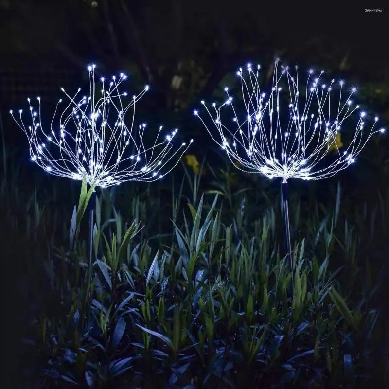 Solar Fireworks Lampa Outdoorowa trawa 4Pack Globe Dandelion Flash String Fairy Lights 90 LED Garden Lawn Light