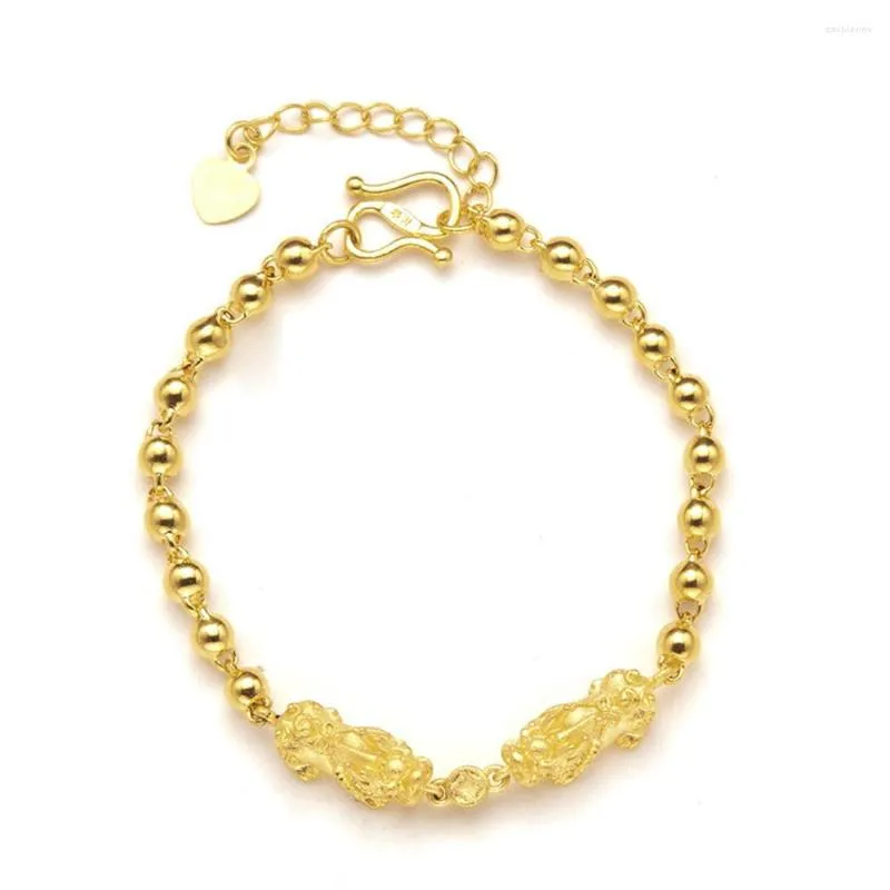 Link Armbanden Fijne natuurlijke Dubai 24k gouden metalen ketting voor vrouwen bruiloft sieraden hanger vrouwelijk diy