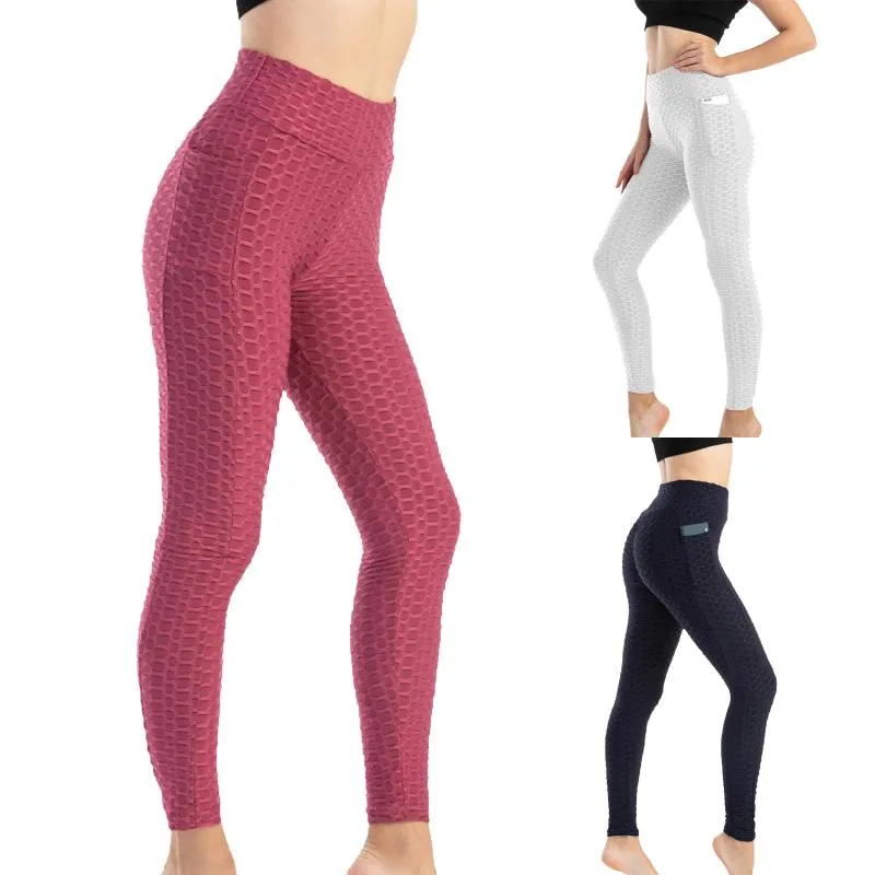 Yoga Outfit Leggings Sport Frauen Fitness Modische Tasche Hosen Hohe Elastische Hüfte Heben Schlank Und Schweiß Hose Frau Strumpfhosen