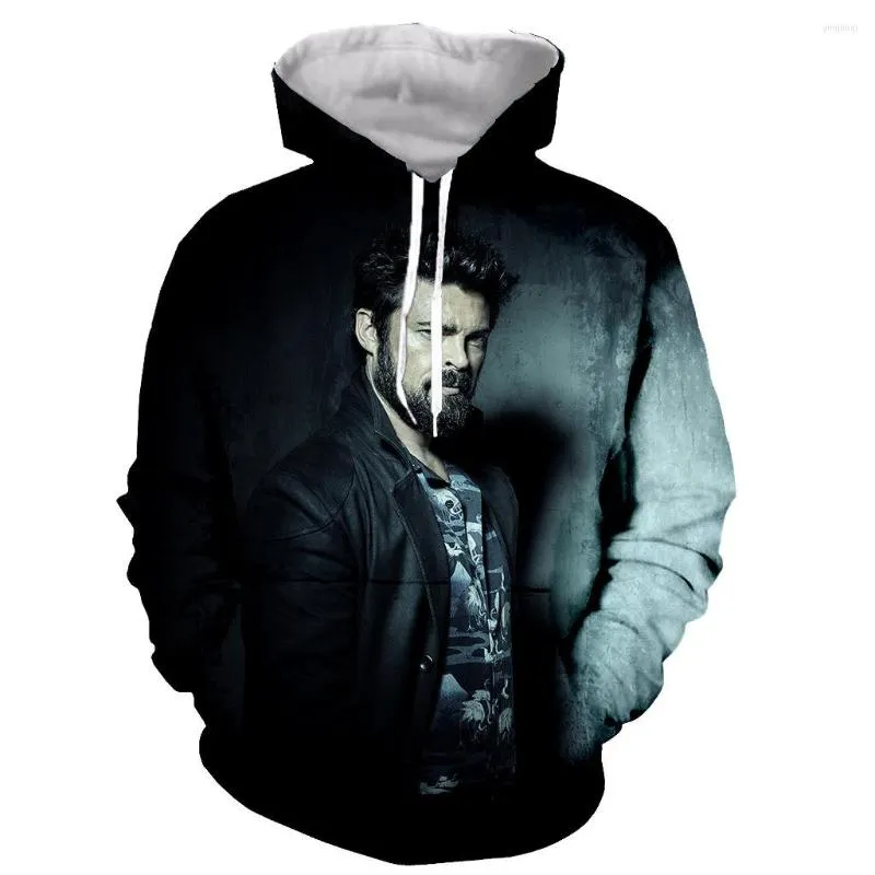 Herrtröjor billy slaktare roliga mode långa ärmar 3d tryck dragkedja/hoodies/tröjor/jacka/män/kvinnor