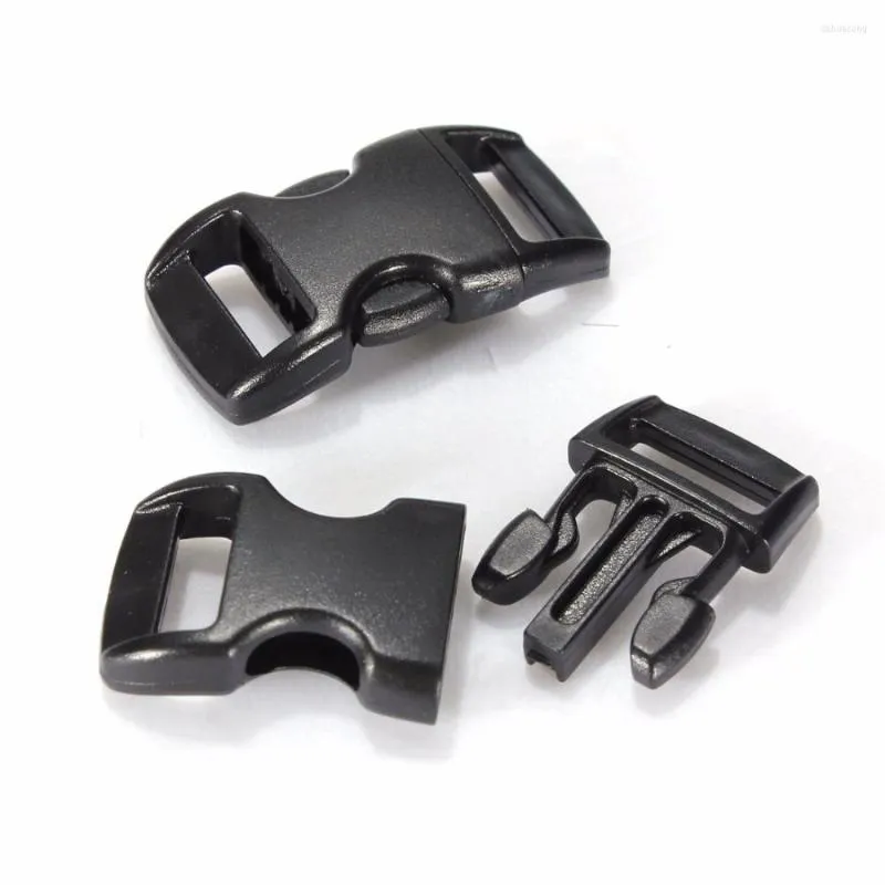 Outdoor Gadgets 50Pcs/Lot Black 3/8 10mm Plastic Curved Side Release Buckles Clasp For 550 Paracord Survival Bracelets Straps Webbing