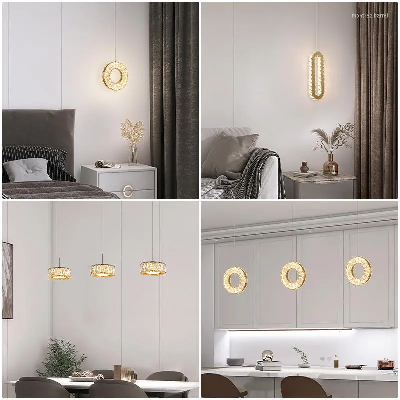 Lampes suspendues Cristal Lumière Chambre Lampe Suspendue Or Salon Loft Foyer Lustre Vraiment K9