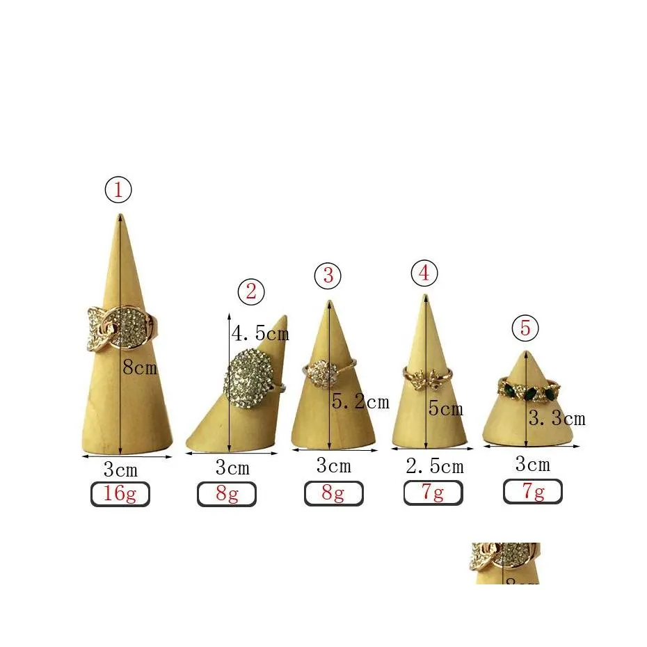 Smycken stativ display trähållare fingerring kon form showcas