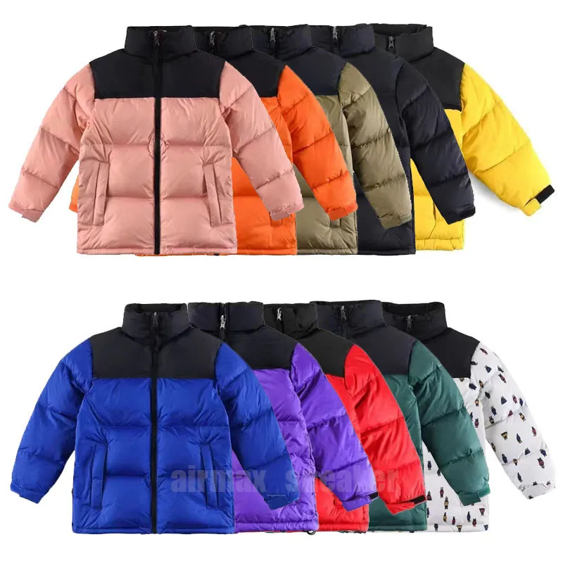 22SS 키즈 겨울 다운 코트 북쪽 복어 재킷 여성 패션 페이스 재킷 커플 야외 따뜻한 깃털 복장 아웃웨어 멀티 컬러 코트